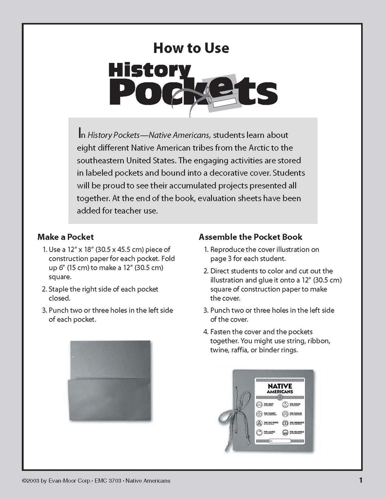 History Pockets: Native Americans, Grades 1-3