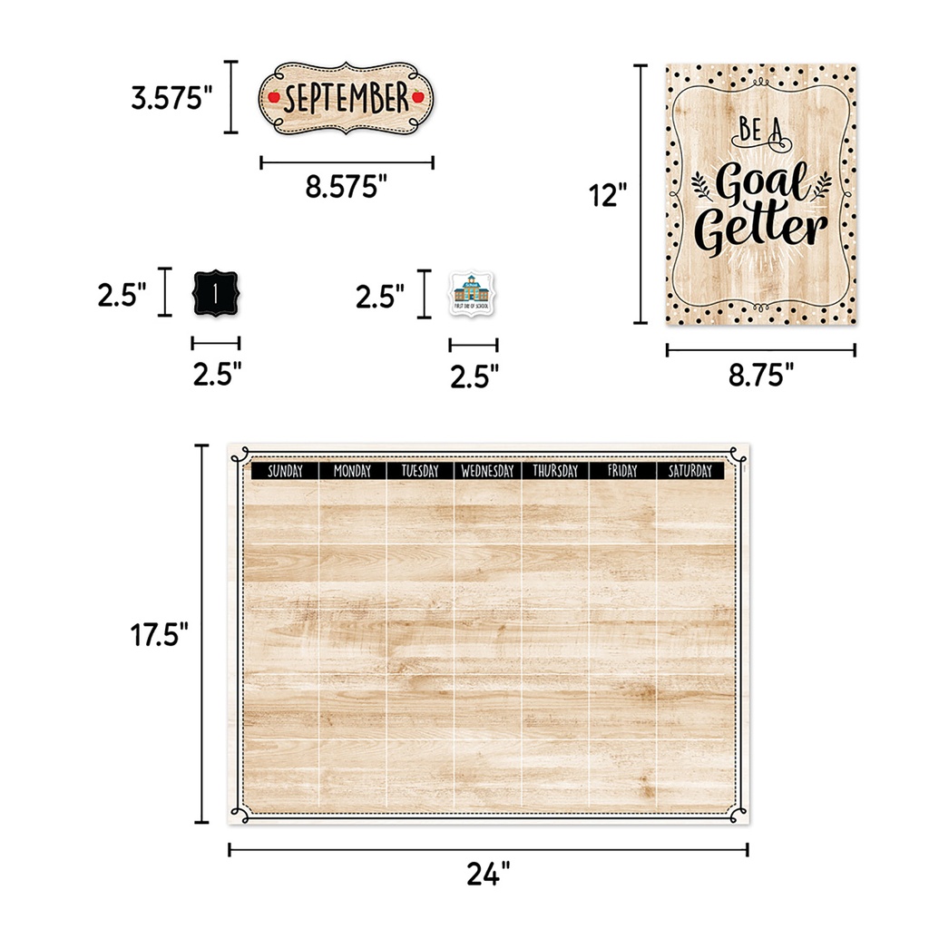 Black, White, and Wood Calendar Bulletin Board Set_3