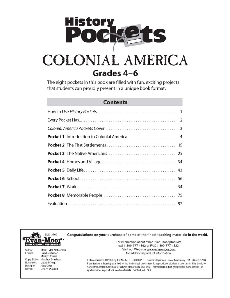 History Pockets: Colonial America, Grades 4-6