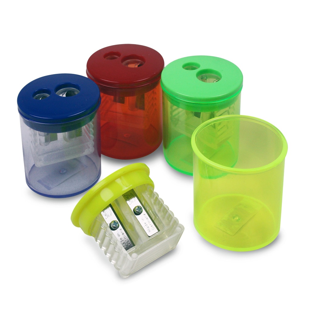 Two-Hole Pencil Sharpener, Assorted Colors, Pack of 12