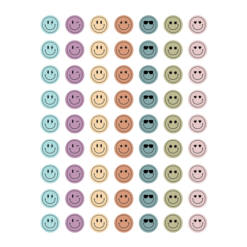 Calming Colors Smiley Faces Mini Stickers