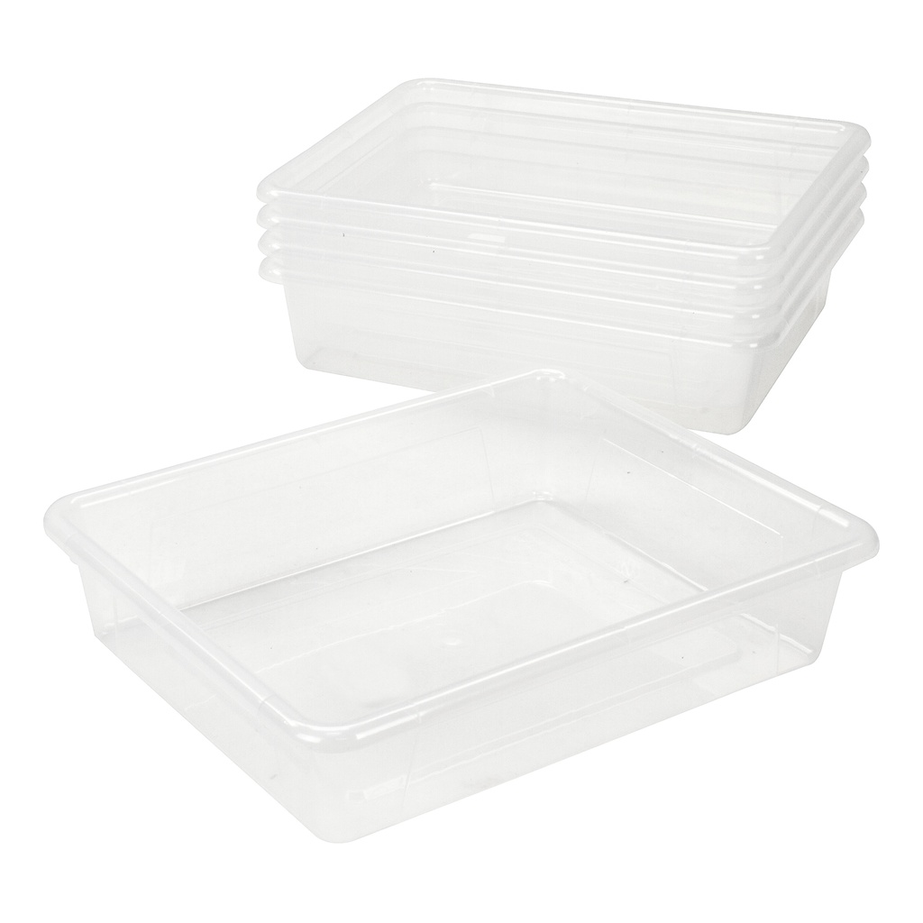 Clear Flate Storage Trays Pack of 5