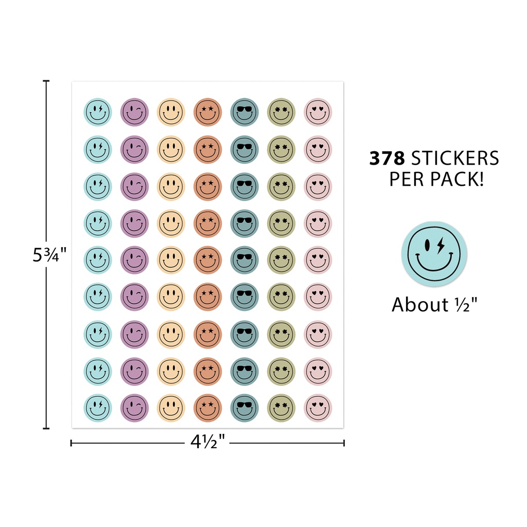 Calming Colors Smiley Faces Mini Stickers.1