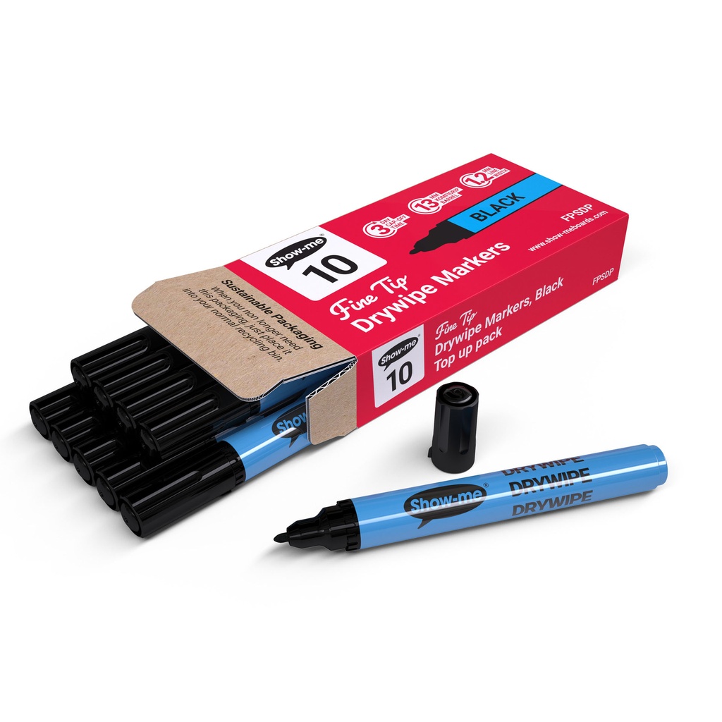 Black Fine Tip Slim Barrel Dry Erase Markers 10ct