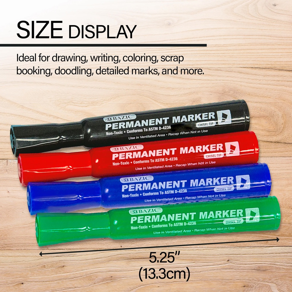 Chisel Tip 4 Assorted Color Permanent Markers