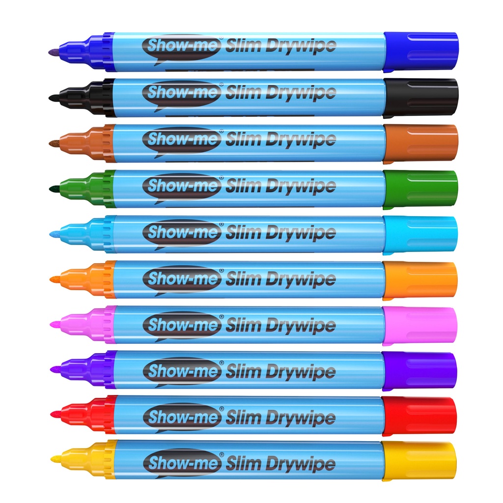 Assorted Color Fine Tip Slim Barrel Dry Erase Markers Set of 10.2