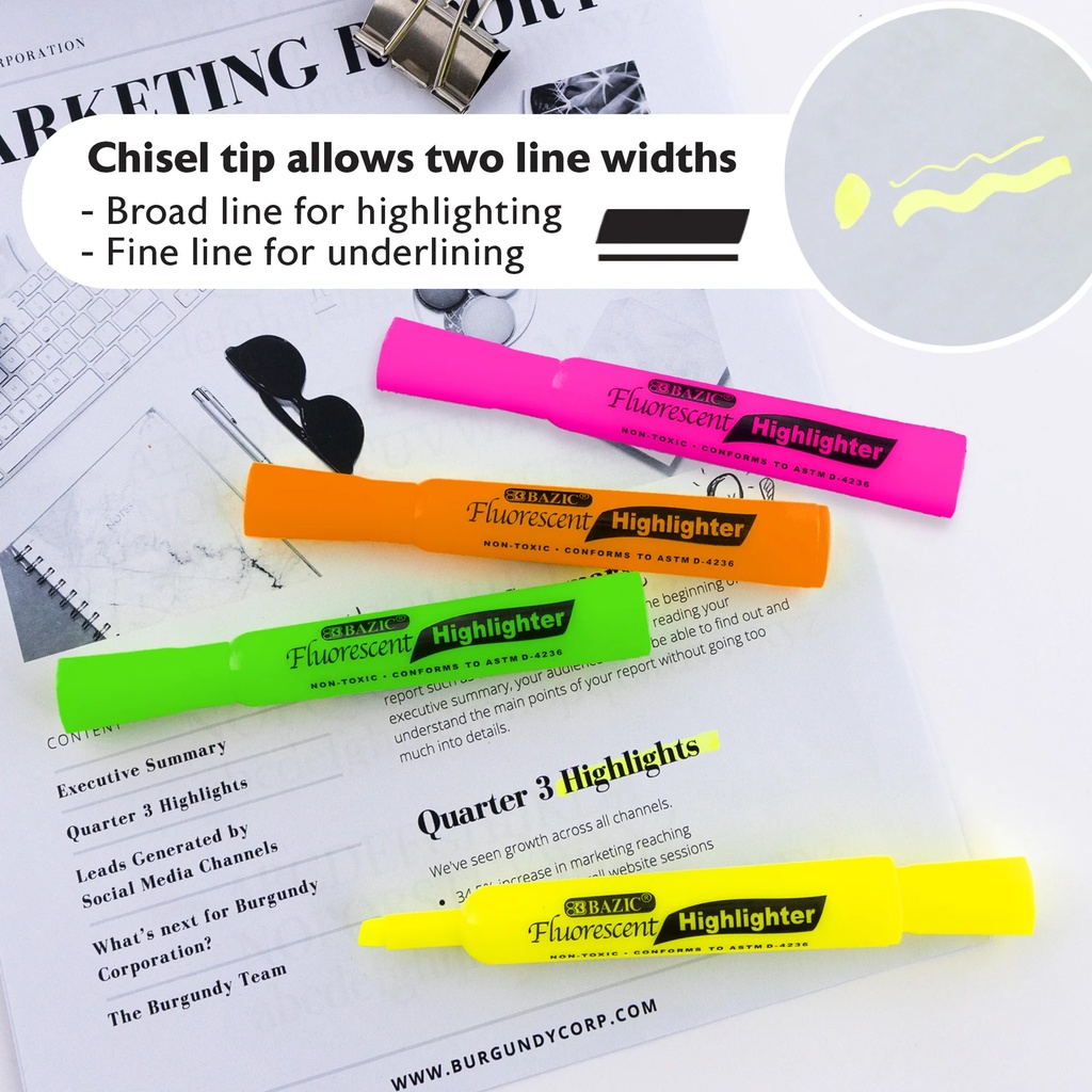 Fluorescent Highlighters 4 Assorted.2