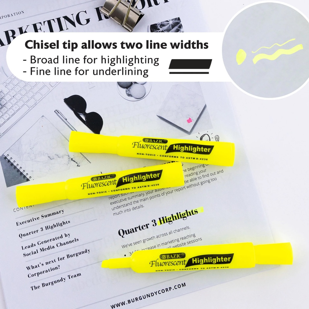 Yellow Fluorescent Highlighters 4pk_2