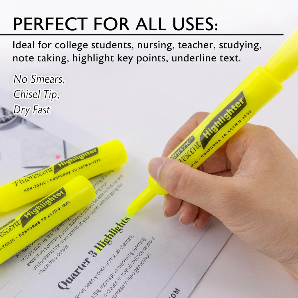 Yellow Fluorescent Highlighters 4pk_3