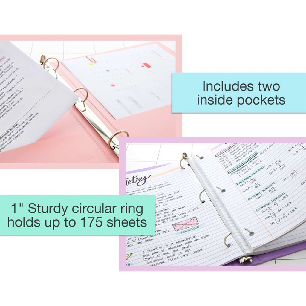 1" Pastel View 3 Ring Binder with 2 Pockets_3
