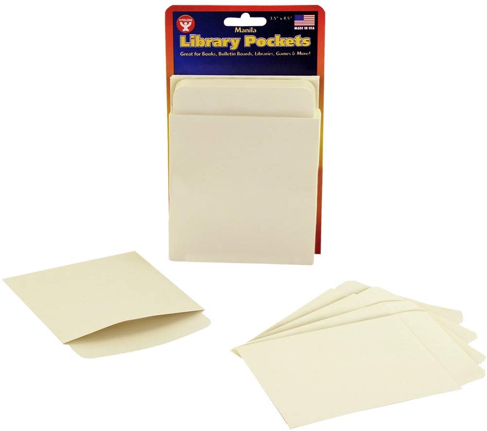 50ct Self Adhesive Manilla Library Pockets