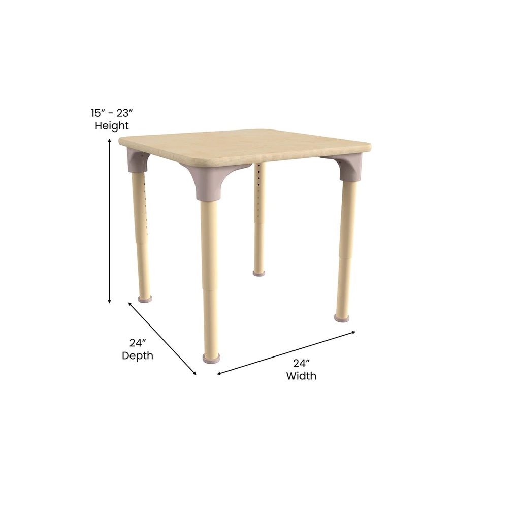 Bright Beginnings Commercial Grade Wooden Adjustable Height Classroom Activity Table