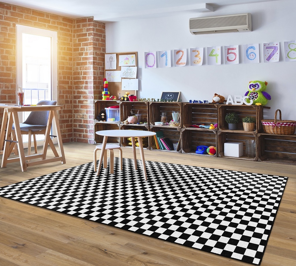 Schoolgirl Style Checkerboard Rectangle Rug