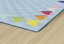 Schoolgirl Style Blue With Rainbow Hearts Border Rectangle Area Rug