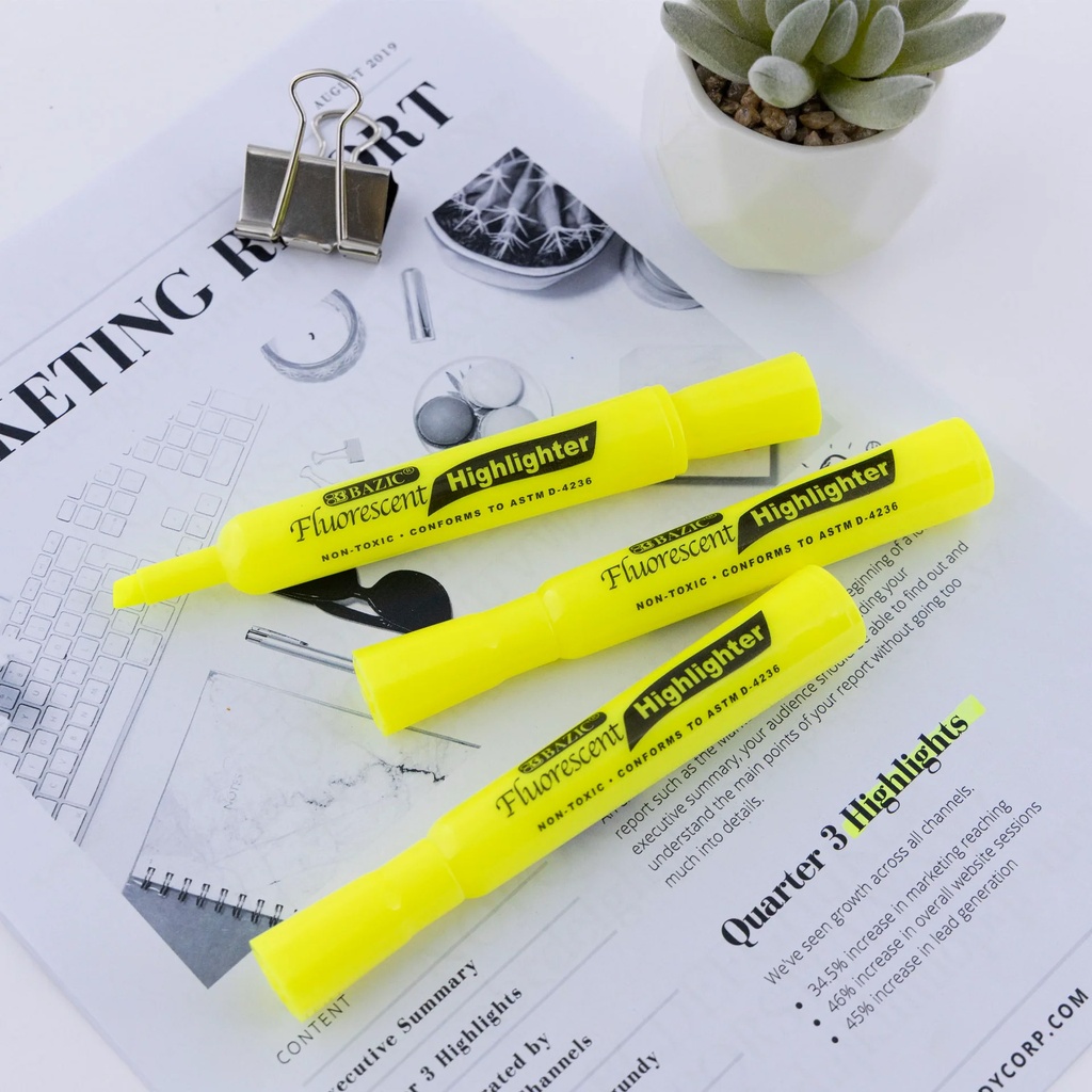 Yellow Fluorescent Highlighters 4pk image number 5