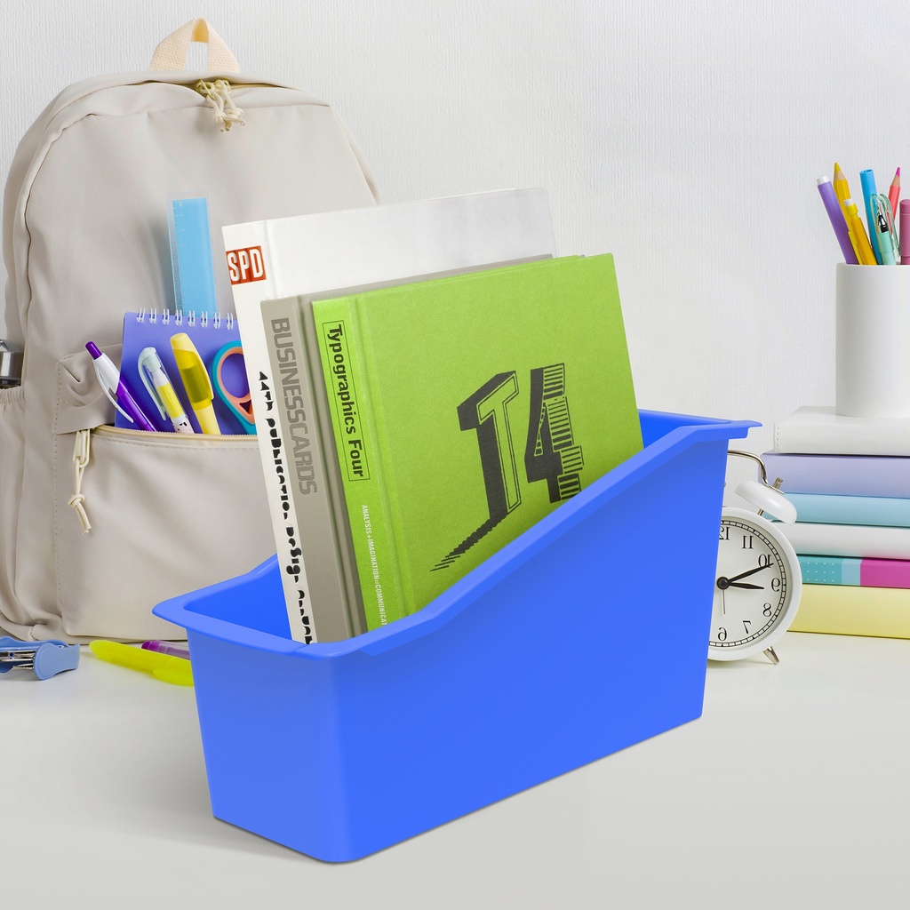 Blue Large Book Bin Pack of 6 image number 5