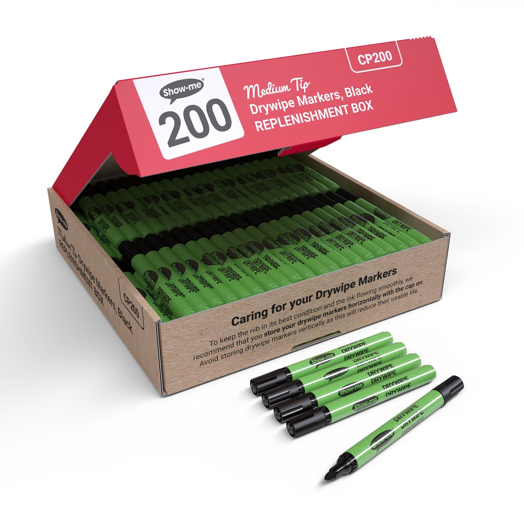 Black Medium Tip Slim Barrel Dry Erase Markers 200ct