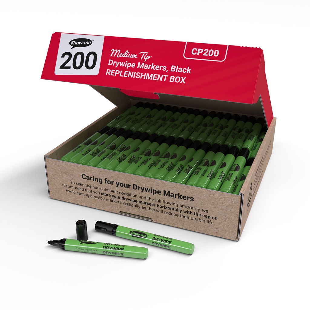 Black Medium Tip Slim Barrel Dry Erase Markers 200ct image number 2