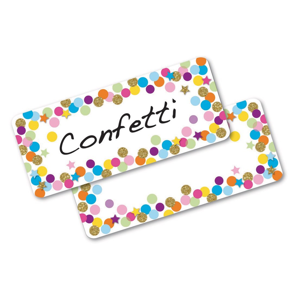 30ct Confetti Magnetic Die-Cut Small Foam Nameplates & Labels