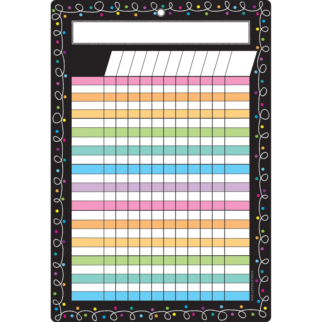 Smart Poly Chart, 13" x 19", Chalk Dots with Loops Incentive, w/Grommet, Pack of 6
