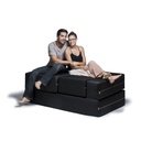 Black Zipline Denim Convertible Sleeper Loveseat & Ottomans