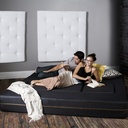 Black Zipline Denim Convertible Sleeper Sofa & Ottomans