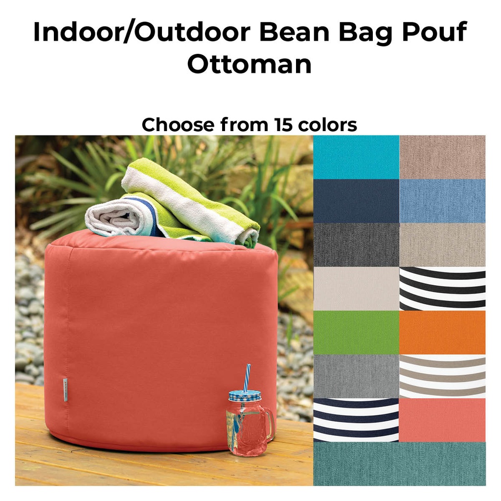 Indoor/Outdoor Bean Bag Pouf Ottoman