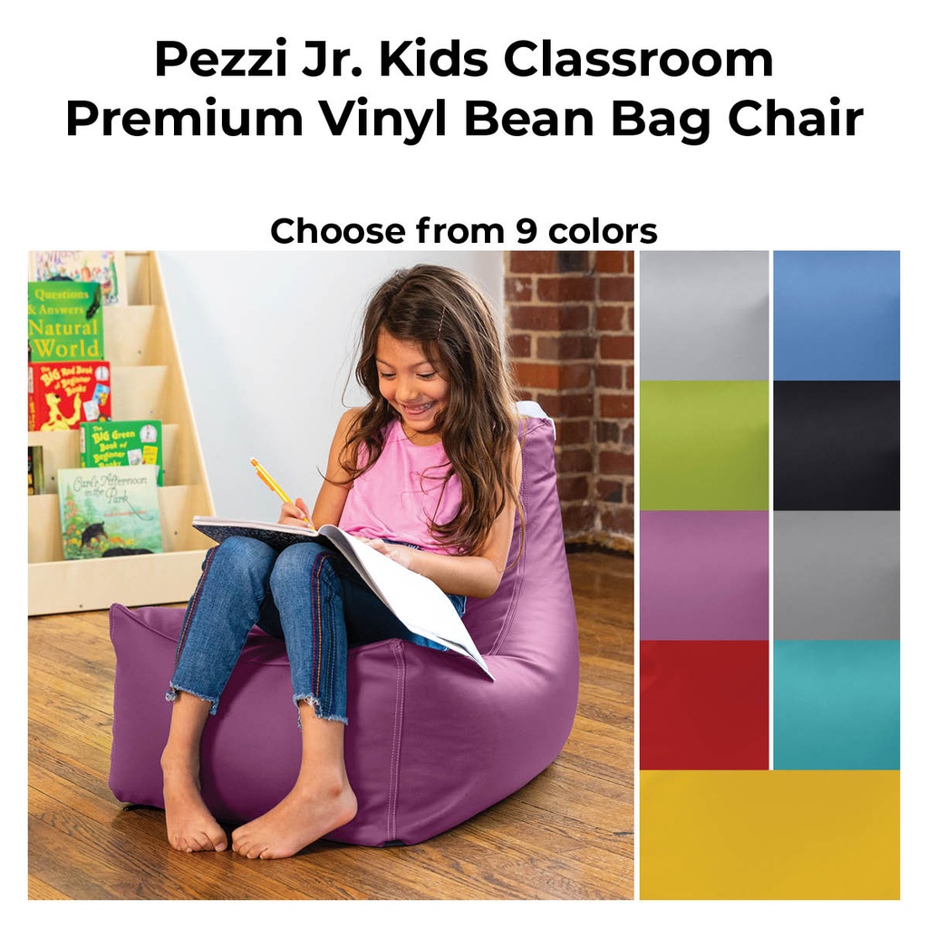 Pezzi Jr Kids Classroom Premium Vinyl Bean Bag Chair