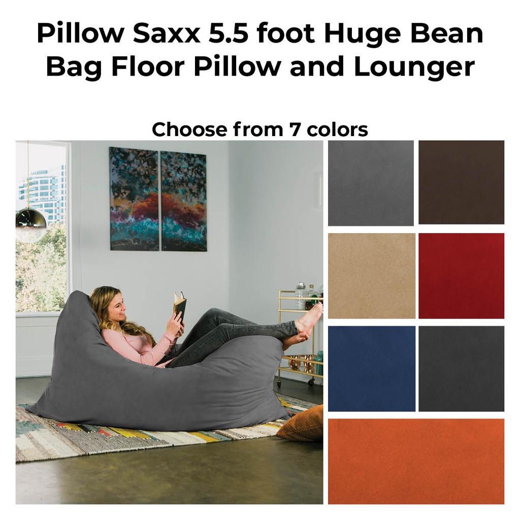 Pillow Saxx 5.5 Foot Huge Bean Bag Floor Pillow and Lounger