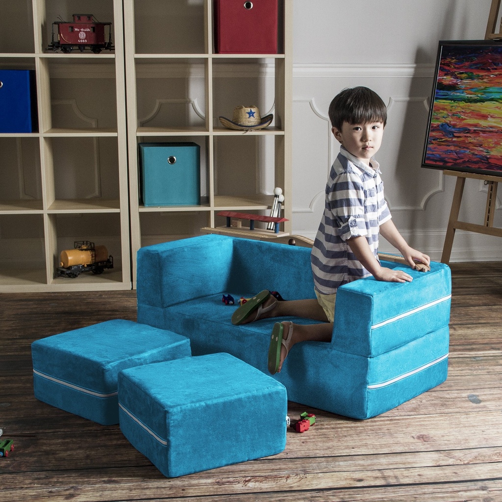 Zipline Kids Modular Sofa & Ottomans/Fold Out Lounger_image18