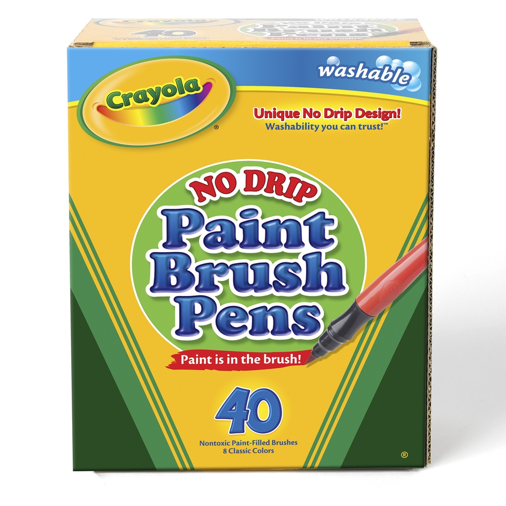40ct No-Drip Washable Paint Brush Pens - 8 Colors
