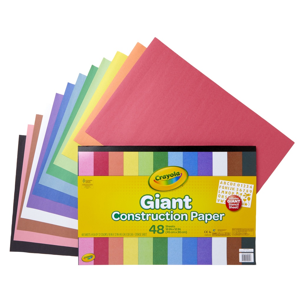 Giant Construction Paper Pad with Stencils, 48 Sheets, Pack of 6