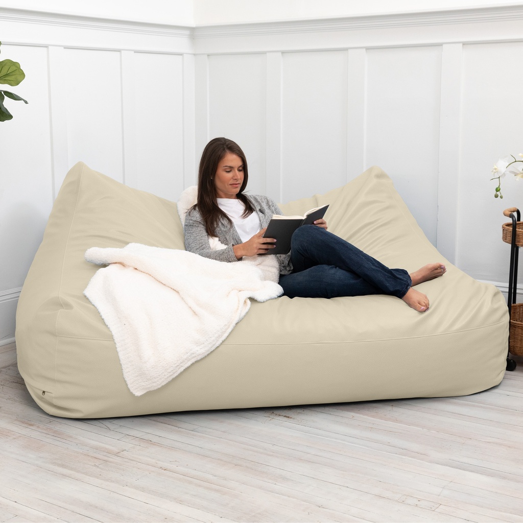Lozia Loveseat Large Faux-Leather Foam Bean Bag Sofa_image953