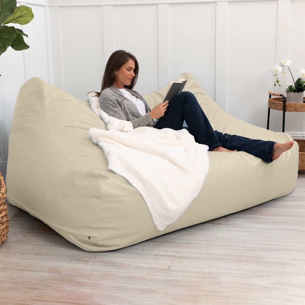 Lozia Loveseat Large Faux-Leather Foam Bean Bag Sofa_image1256