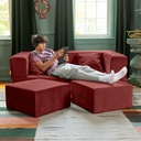 Zipline Convertible Textured Microvelvet Sleeper Loveseat & Ottoman_image1622