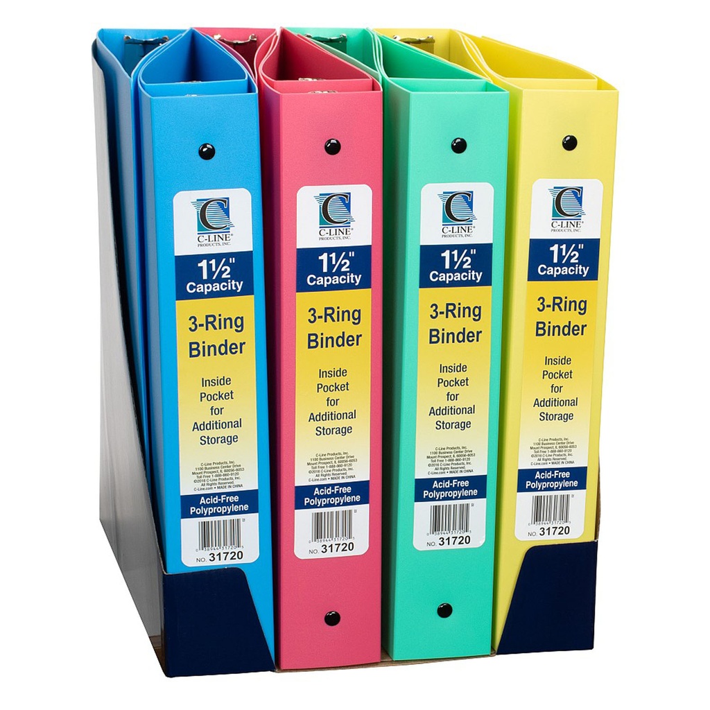 3-Ring Binder, 1.5" Capacity, Assorted Tropic Tones, Pack of 3