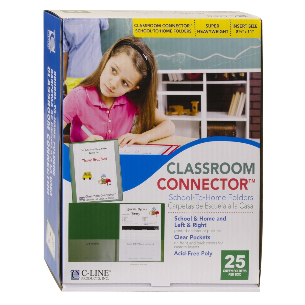 25ct Green Classroom Connector Two Pocket Portfolio