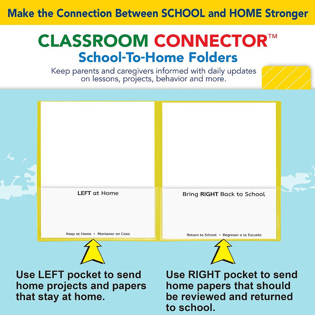 25ct Yellow Classroom Connector Two Pocket Portfolio
