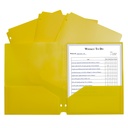 Two-Pocket Heavyweight Poly Portfolio Folder with Three-Hole Punch, Yellow, Pack of 25