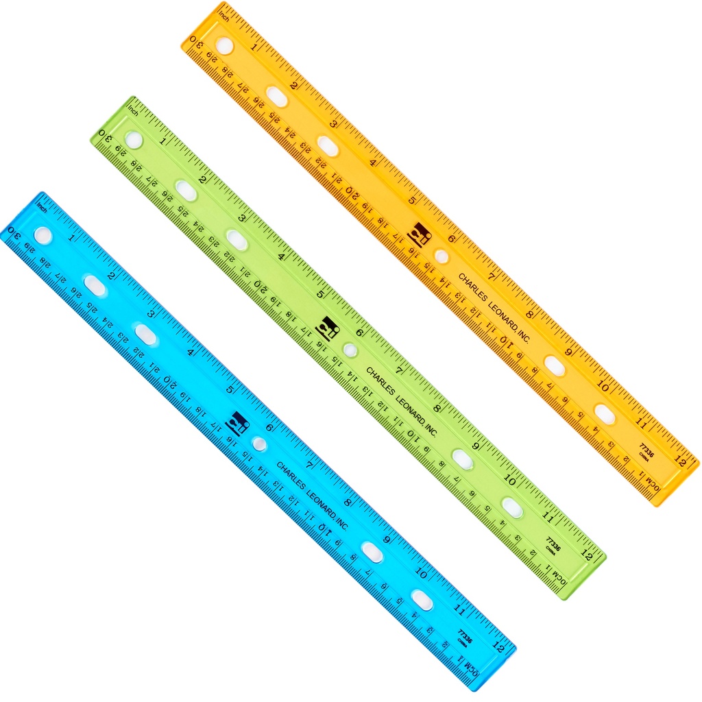 Plastic Ruler, 12", Translucent, Assorted Colors, Pack of 48