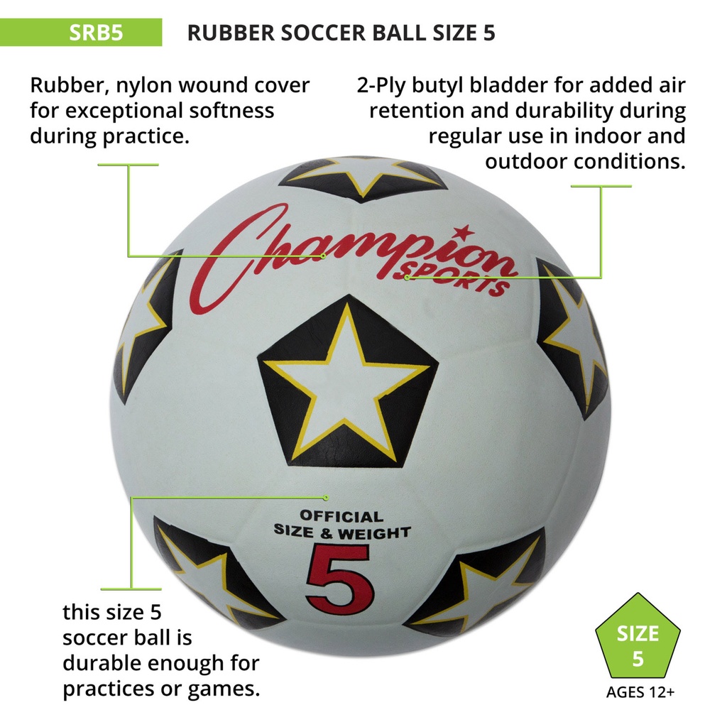 Rubber Soccer Ball Size 5, Pack of 3