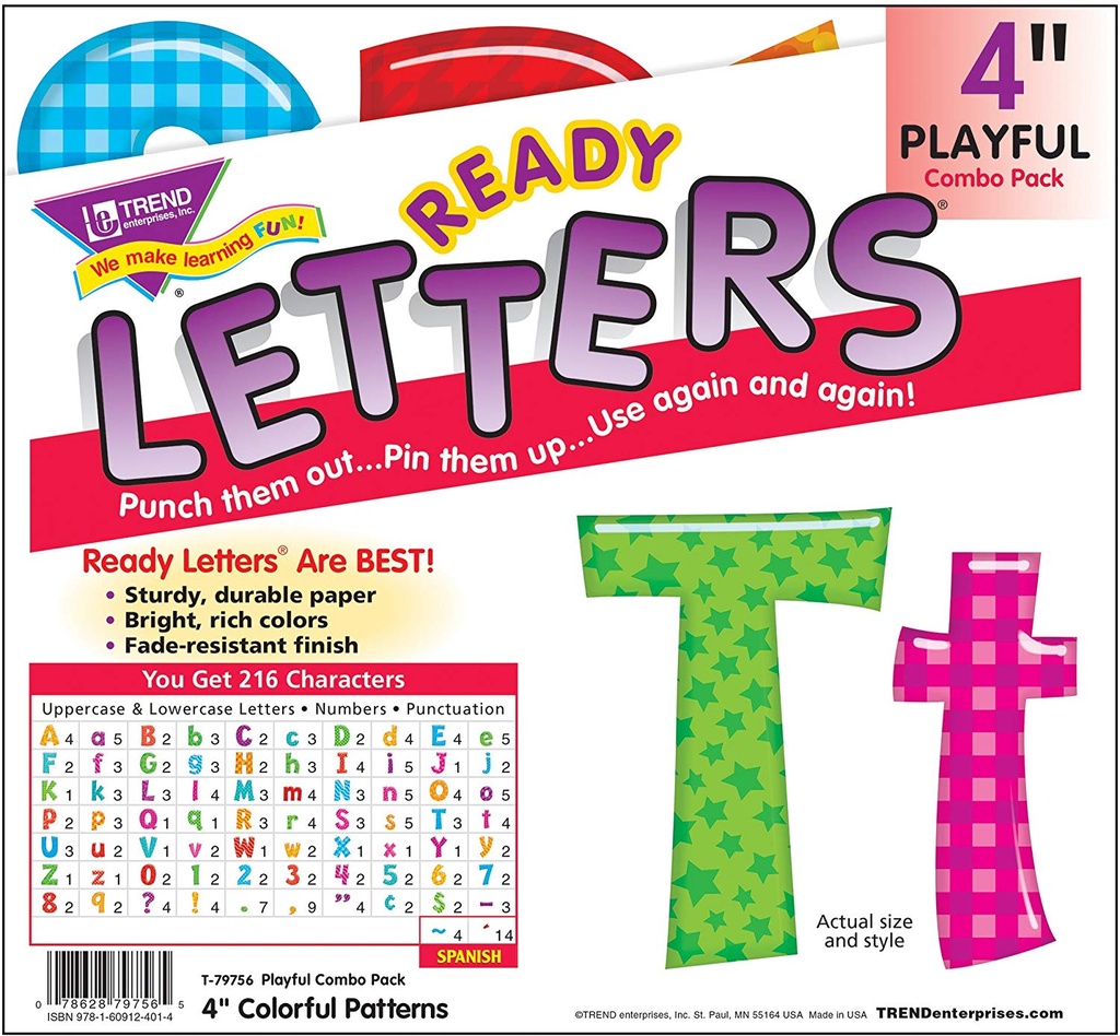 Colorful Patterns 4" Playful Combo Ready Letters