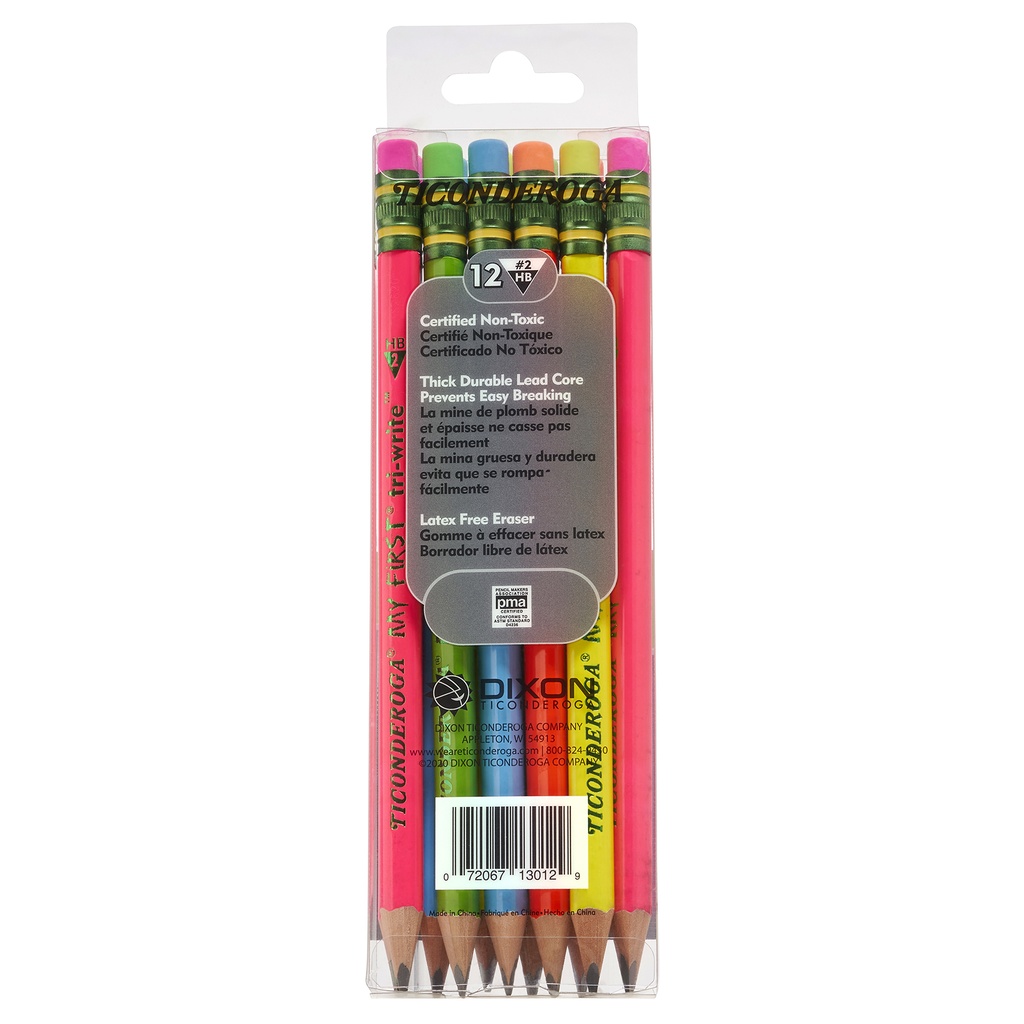 My First® Tri-Write™ Wood-Cased Pencils, Neon Assorted, 12 Per Pack, 2 Packs