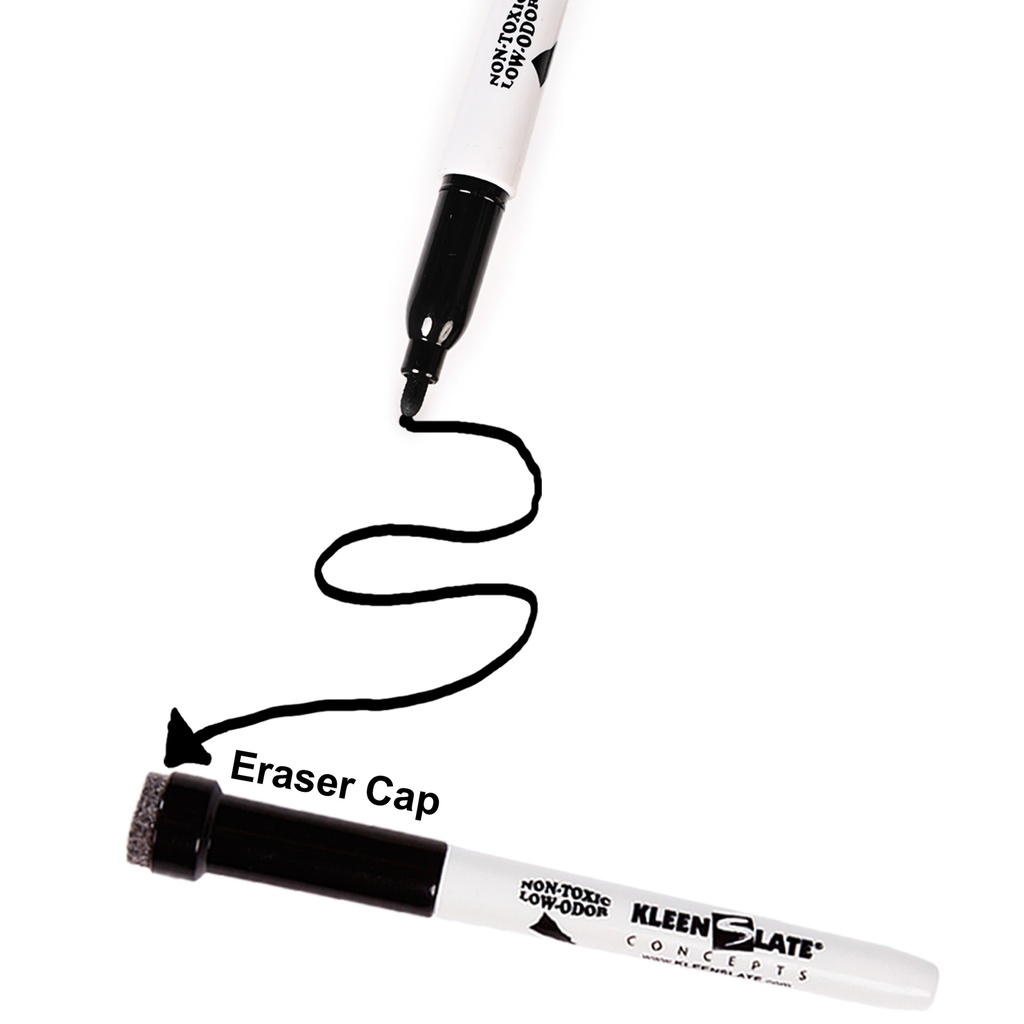 KleenSlate Black Small Dry Erase Markers with Eraser