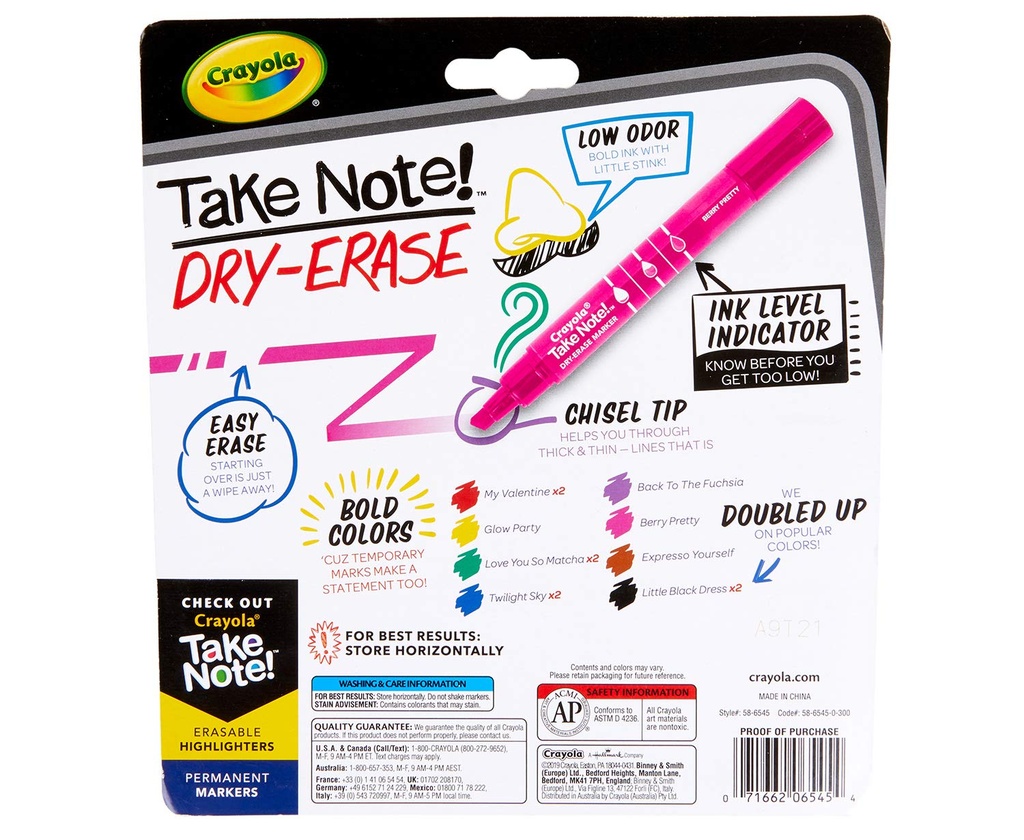 Crayola 12ct Take Note! Broad Line Dry Erase Markers
