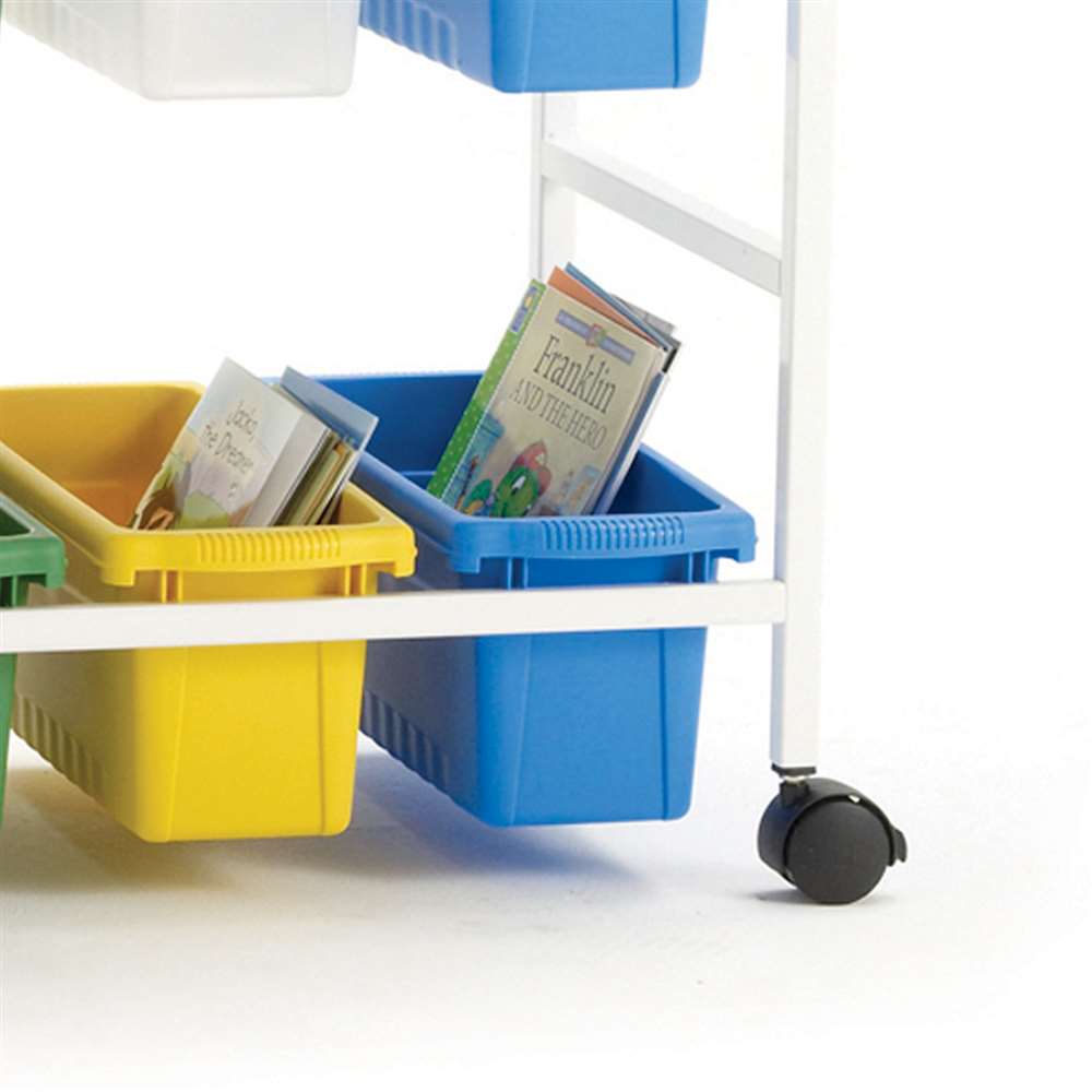Book Browser Cart with 18 Small Tubs