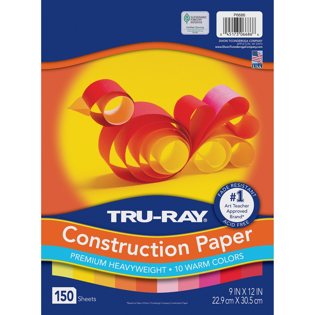 150ct Tru-Ray Warm Colors Construction Paper Assortment