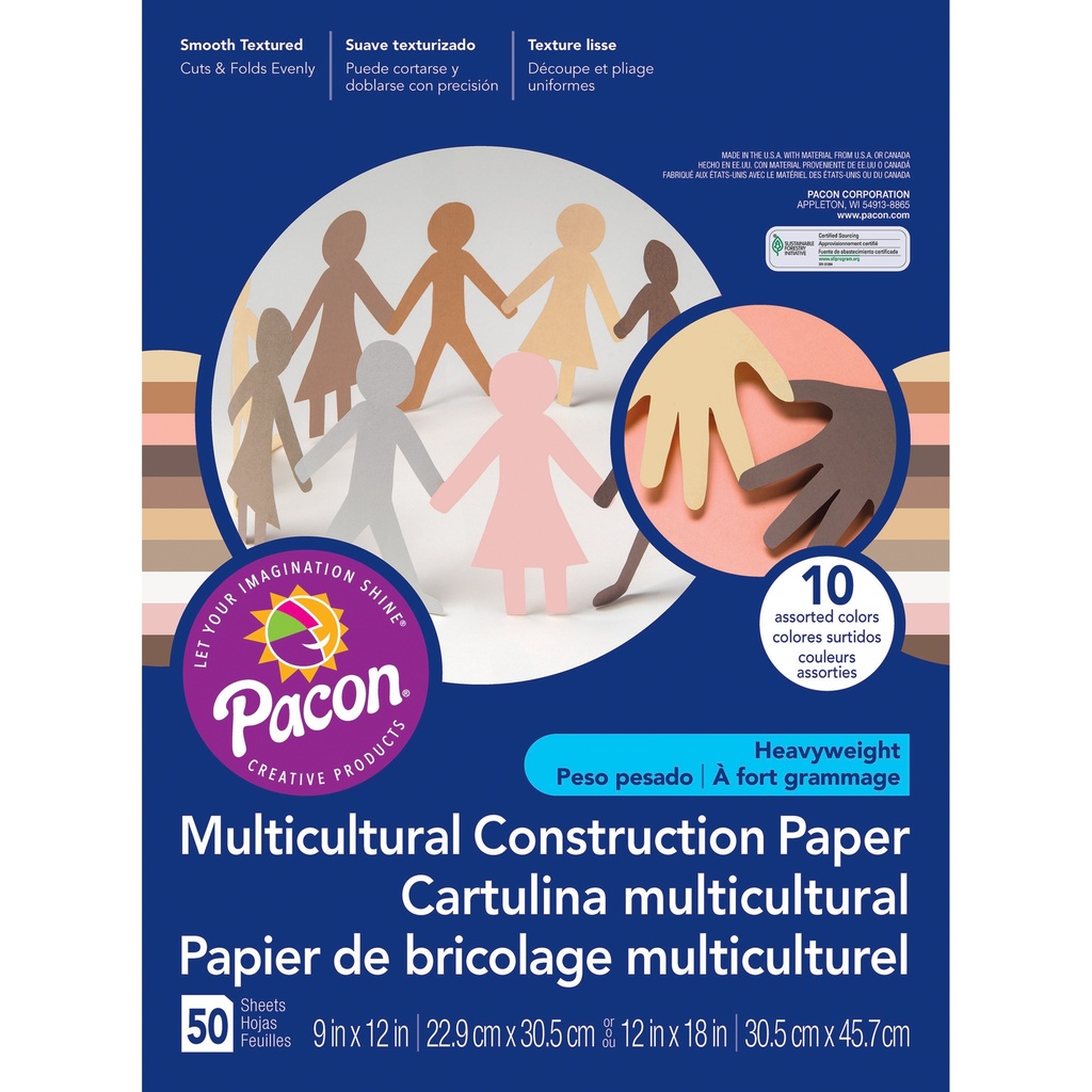 12x18 Multicultural Construction Paper 50ct Pack