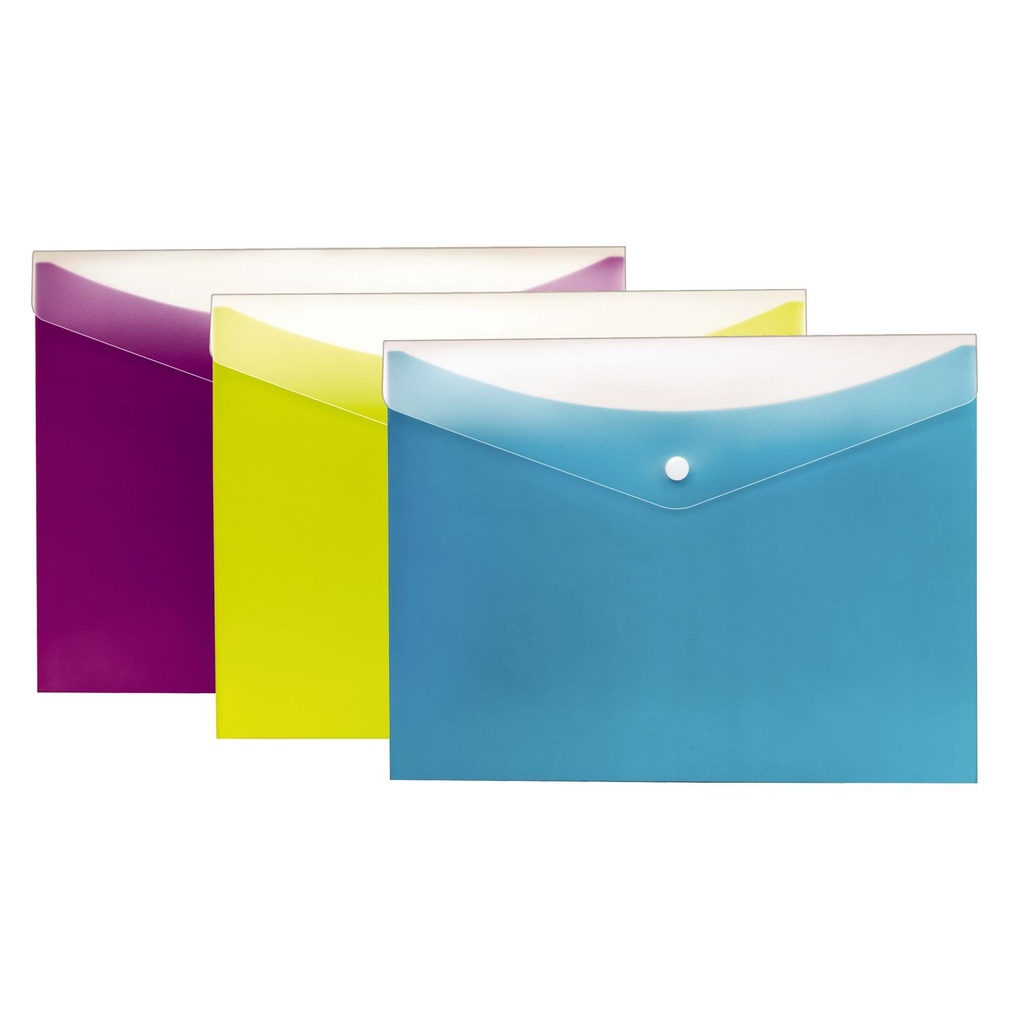 Dual Pocket Snap Poly Envelope, Letter Size, 3 Per Pack, 2 Packs