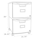 2 Drawer Mobile File Cabinet with Lock Putty